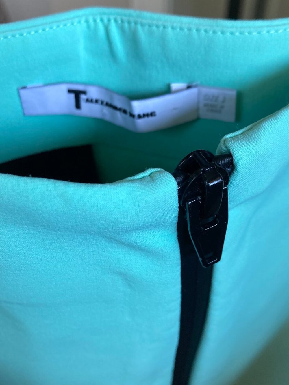 T by Alexander Wang teal mini skirt zip front 2